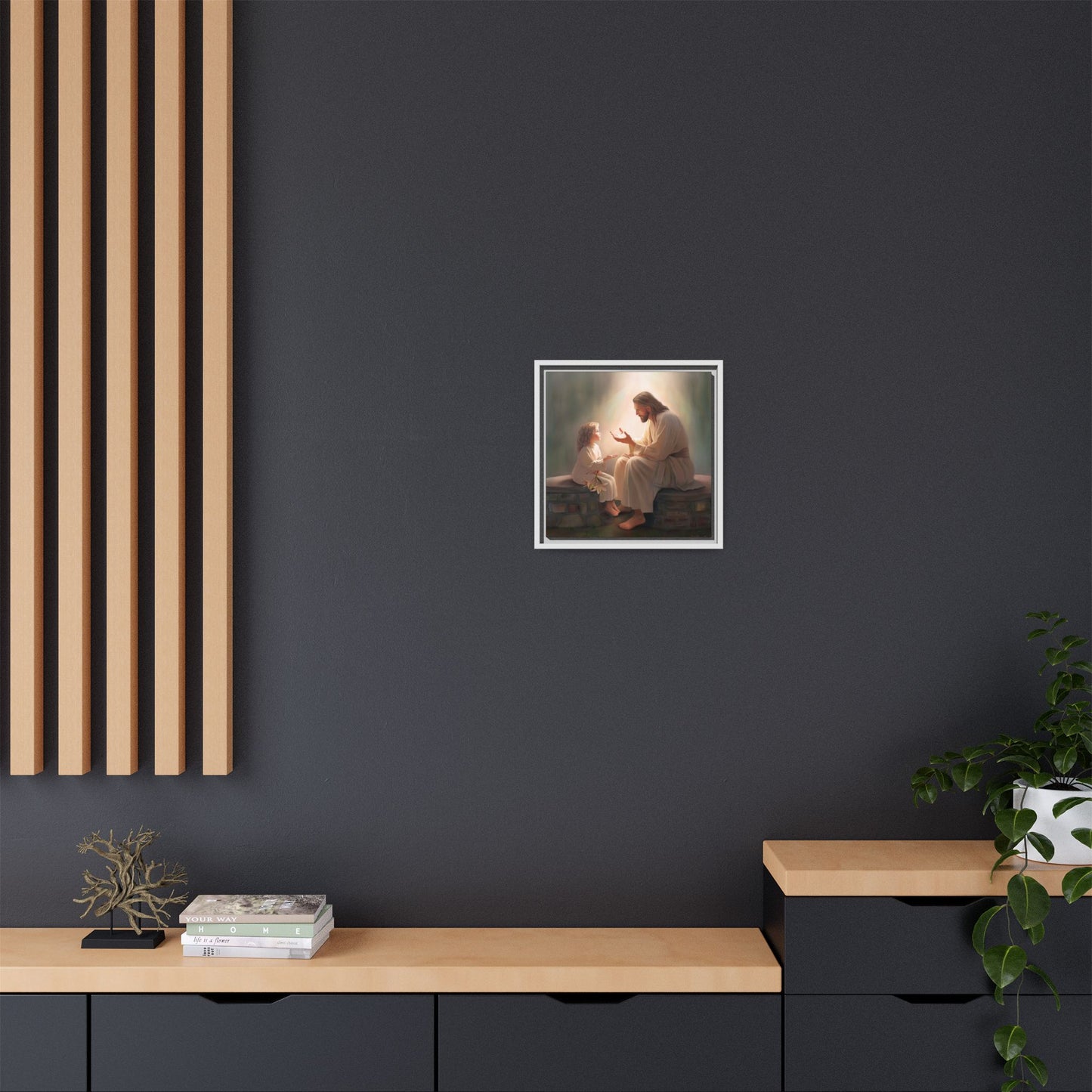We are His Children, Fine Art Framed Canvas Print, Picture of Jesus, Jesus with a Child, Christian Gift, Christian Art, Jesus Christ Art with Child