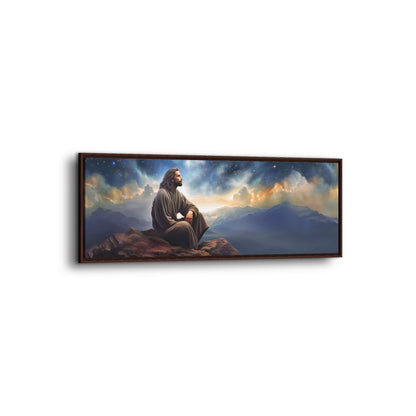 Jesus with The Stars, Canvas Print Art Framed, Jesus Christ Handmade Artwork, Deep Meditative Christian Gift