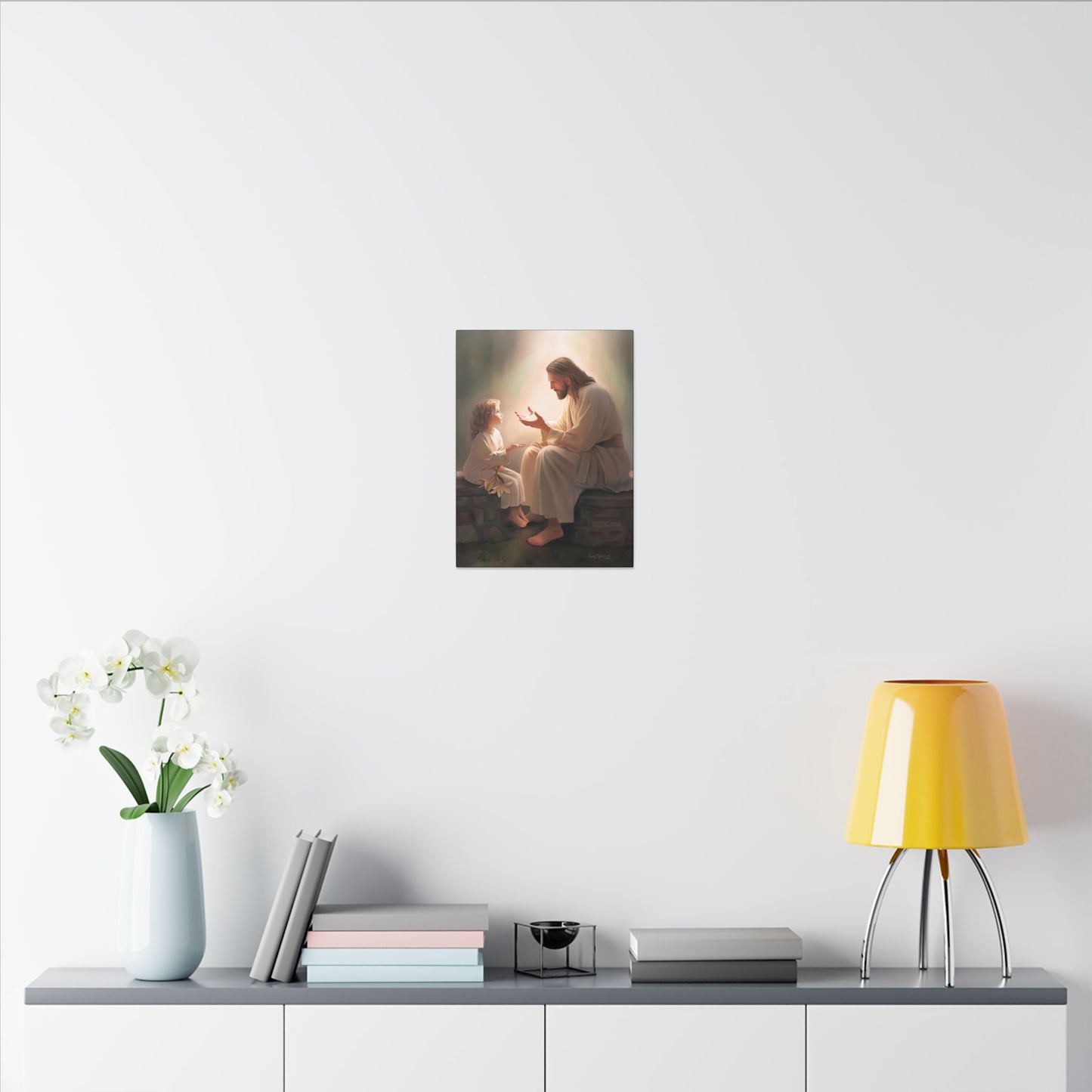 You Are The Light, fine art canvas print, Christian artwork, Jesus with a child, Jesus Christ with a little girl, Consider The Lillies