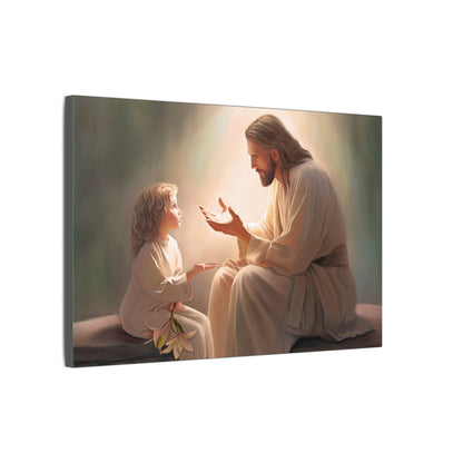 You Are The Light, fine art canvas print, Christian artwork, Jesus with a child, Jesus Christ with a little girl, Consider The Lillies