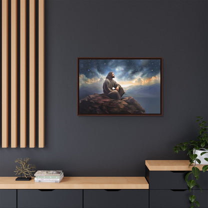 Jesus with The Stars, Canvas Print Art Framed, Jesus Christ Handmade Artwork, Deep Meditative Christian Gift