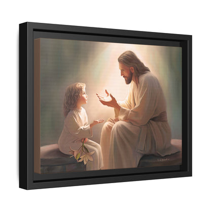 We are His Children, Fine Art Framed Canvas Print, Picture of Jesus, Jesus with a Child, Christian Gift, Christian Art, Jesus Christ Art with Child