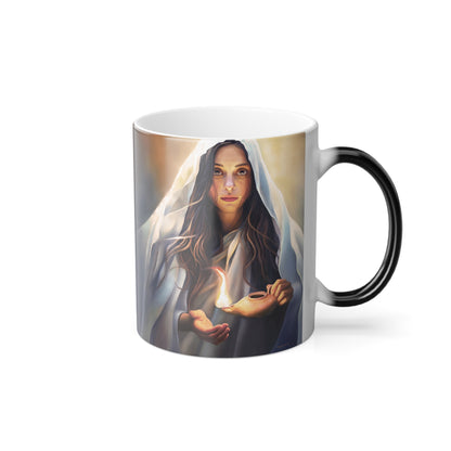 Mary Magdalene Magic Mug Fun Color Morphing 11oz - Missionary Gift, Mary Magdalene and or 10 Virgins Fun Gift, Gift for Young Women Missionaries