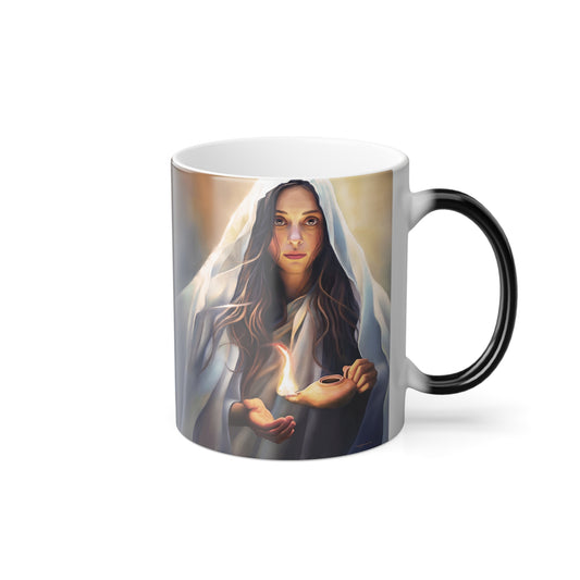 Mary Magdalene Magic Mug Fun Color Morphing 11oz - Missionary Gift, Mary Magdalene and or 10 Virgins Fun Gift, Gift for Young Women Missionaries