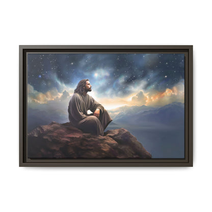 Jesus with The Stars, Canvas Print Art Framed, Jesus Christ Handmade Artwork, Deep Meditative Christian Gift