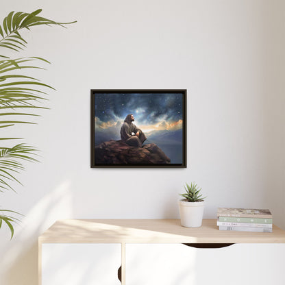 Jesus with The Stars, Canvas Print Art Framed, Jesus Christ Handmade Artwork, Deep Meditative Christian Gift