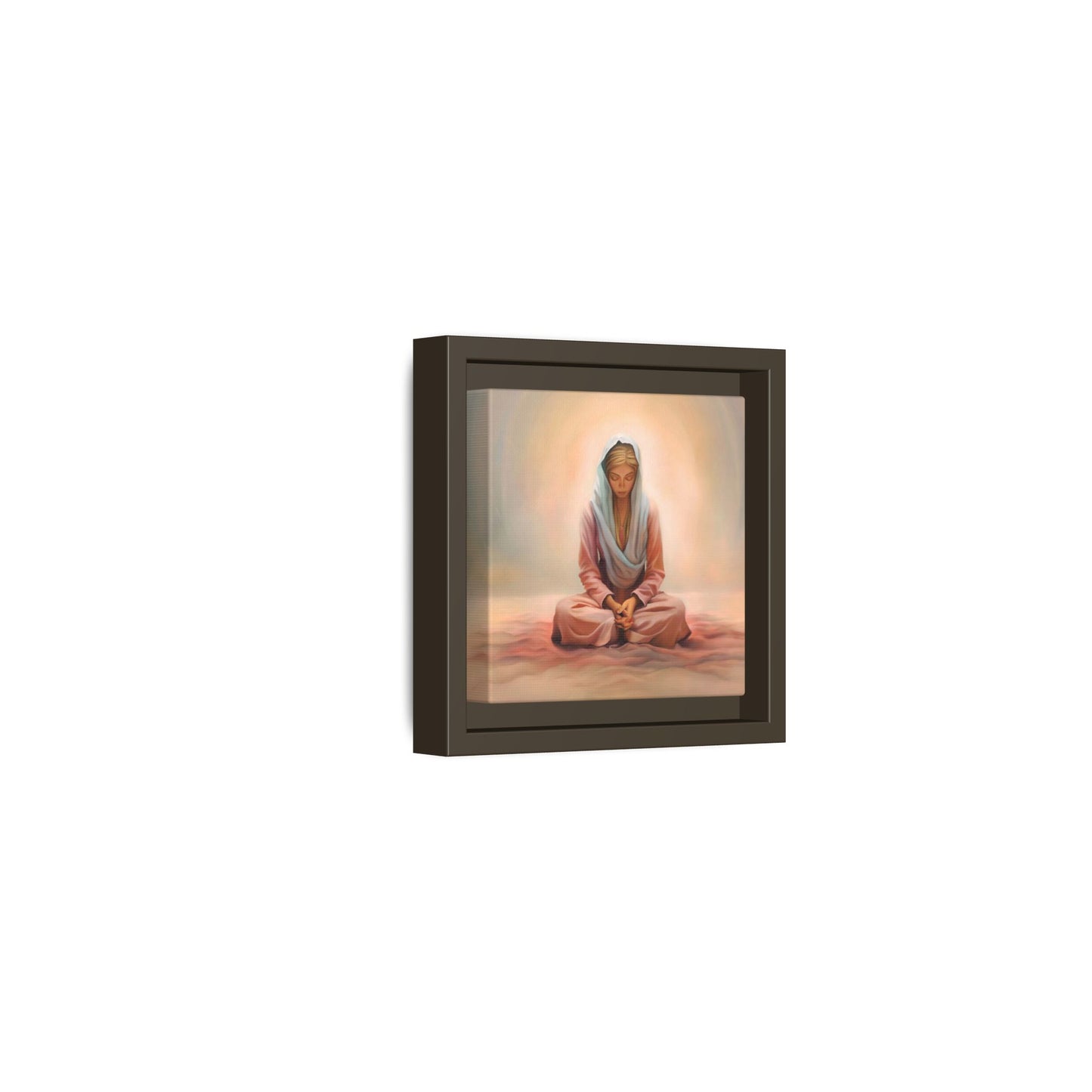 Stillness Framed Canvas Wall Art, Serene Meditation Decor, Spiritual Mindfulness Gift, Tranquil Room Accent, Woman Religious Art
