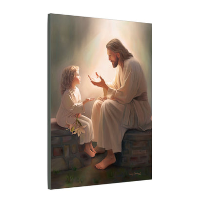 You Are The Light, fine art canvas print, Christian artwork, Jesus with a child, Jesus Christ with a little girl, Consider The Lillies