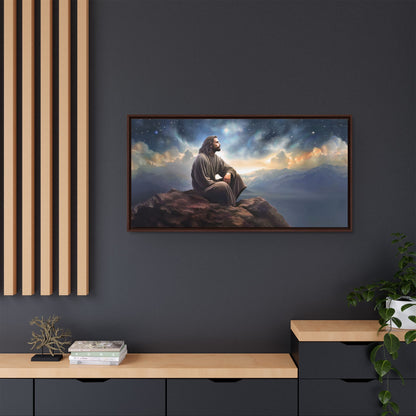 Jesus with The Stars, Canvas Print Art Framed, Jesus Christ Handmade Artwork, Deep Meditative Christian Gift