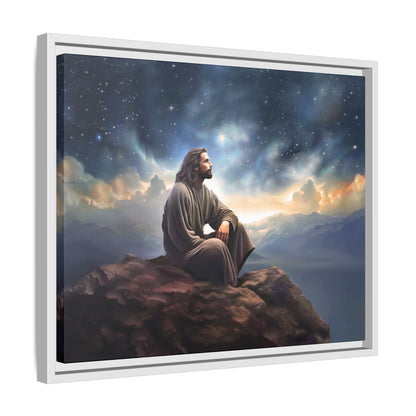 Jesus with The Stars, Canvas Print Art Framed, Jesus Christ Handmade Artwork, Deep Meditative Christian Gift