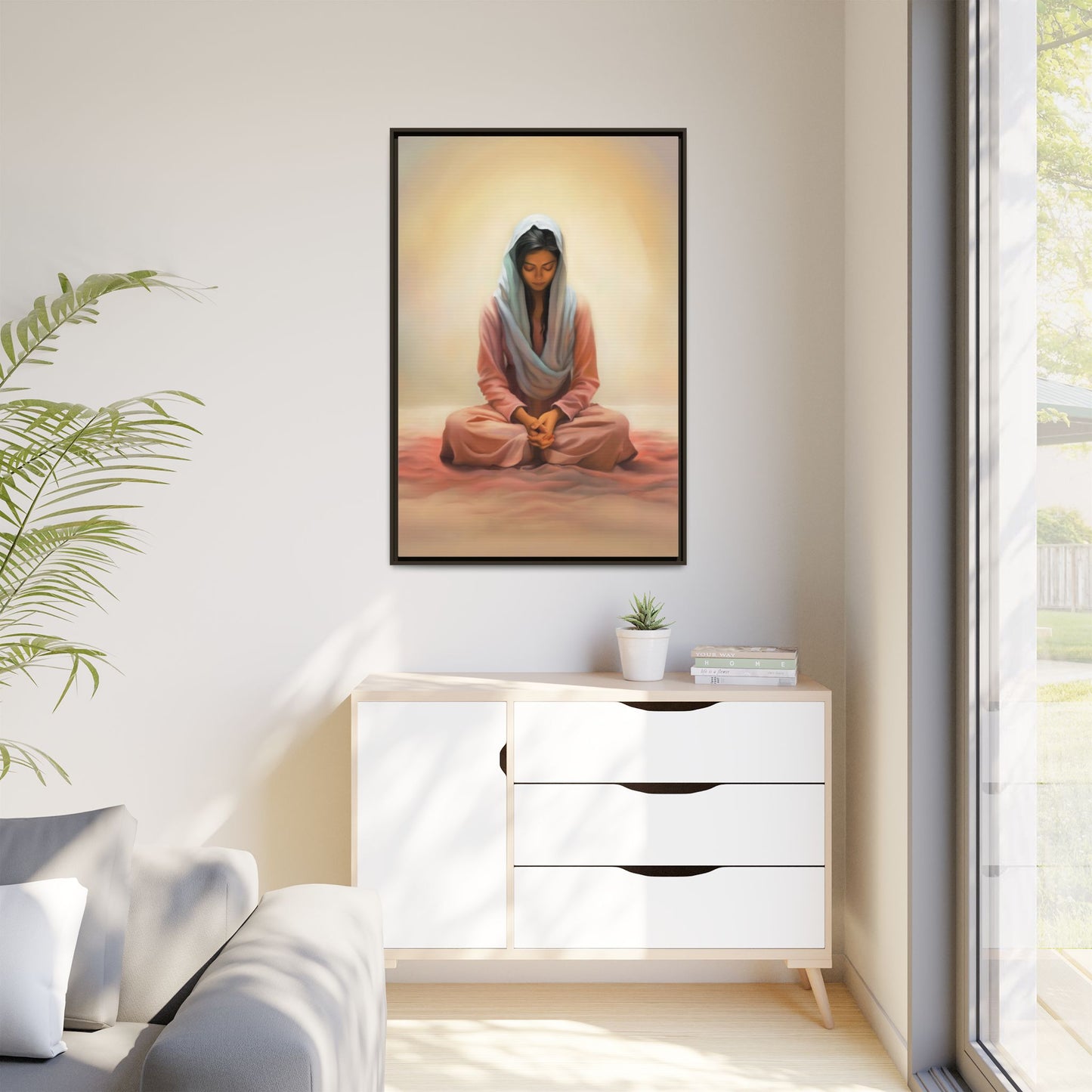 Stillness Canvas Print Artwork, Framed Wall Decor, Female Discipleship, Serene Stillness Painting, Multi-color Matte Picture