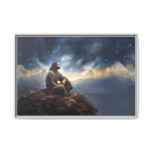 Jesus with The Stars, Canvas Print Art Framed, Jesus Christ Handmade Artwork, Deep Meditative Christian Gift