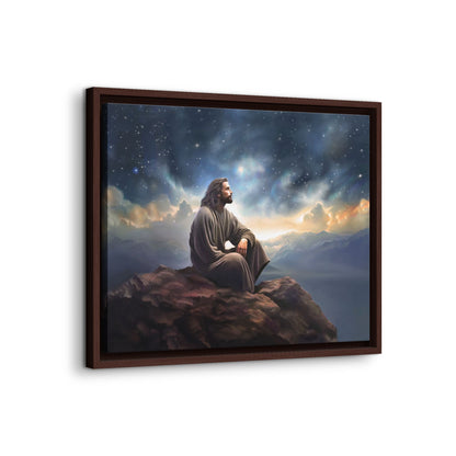 Jesus with The Stars, Canvas Print Art Framed, Jesus Christ Handmade Artwork, Deep Meditative Christian Gift