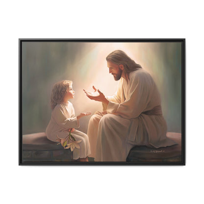 We are His Children, Fine Art Framed Canvas Print, Picture of Jesus, Jesus with a Child, Christian Gift, Christian Art, Jesus Christ Art with Child