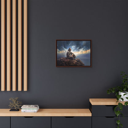 Jesus with The Stars, Canvas Print Art Framed, Jesus Christ Handmade Artwork, Deep Meditative Christian Gift