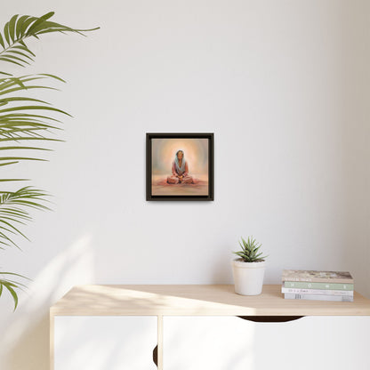 Stillness Framed Canvas Wall Art, Serene Meditation Decor, Spiritual Mindfulness Gift, Tranquil Room Accent, Woman Religious Art