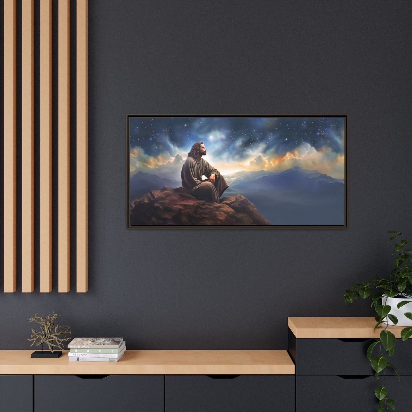 Jesus With The Stars, Framed Fine Art Canvas Print of Handmade Art, many sizes, Christian Art, Christian Gifts