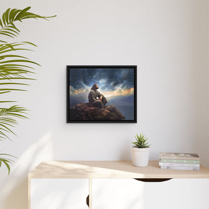 Jesus with The Stars, Canvas Print Art Framed, Jesus Christ Handmade Artwork, Deep Meditative Christian Gift