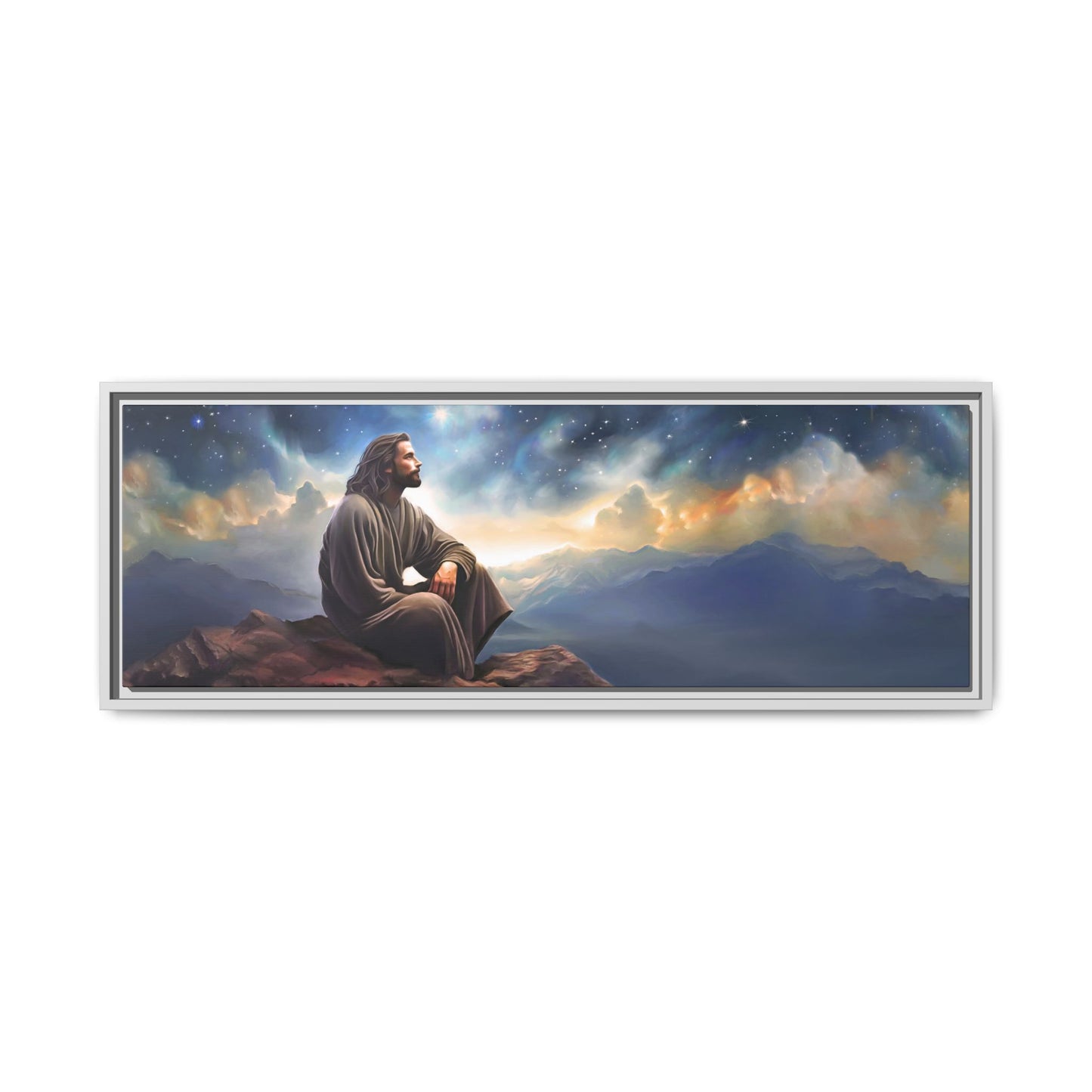Jesus With The Stars, Framed Fine Art Canvas Print of Handmade Art, many sizes, Christian Art, Christian Gifts