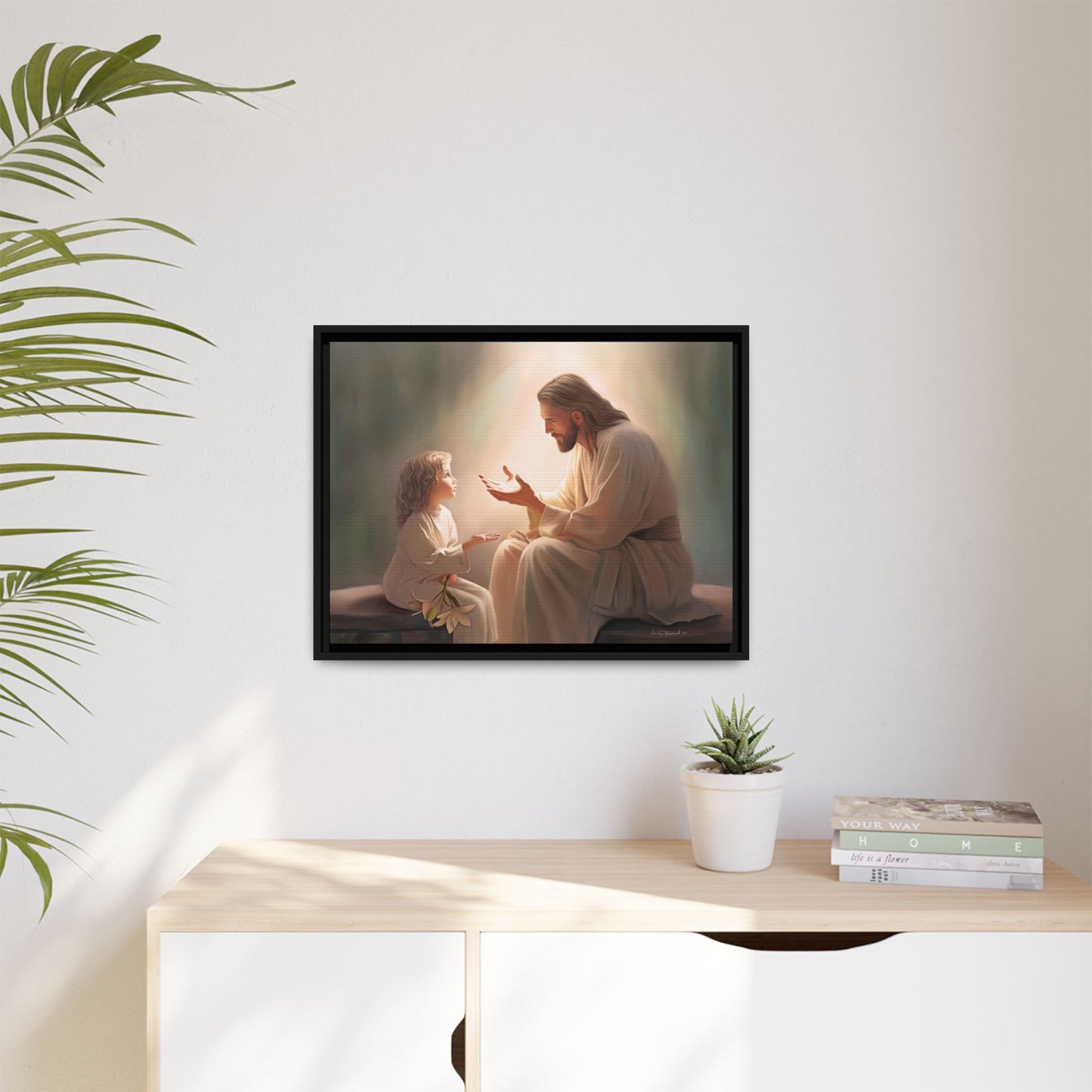 You Are The Light Fine Art Canvas Print, Framed, Picture of Jesus, Christian Gift, Christian Art, Jesus Christ Art with Child, Framed