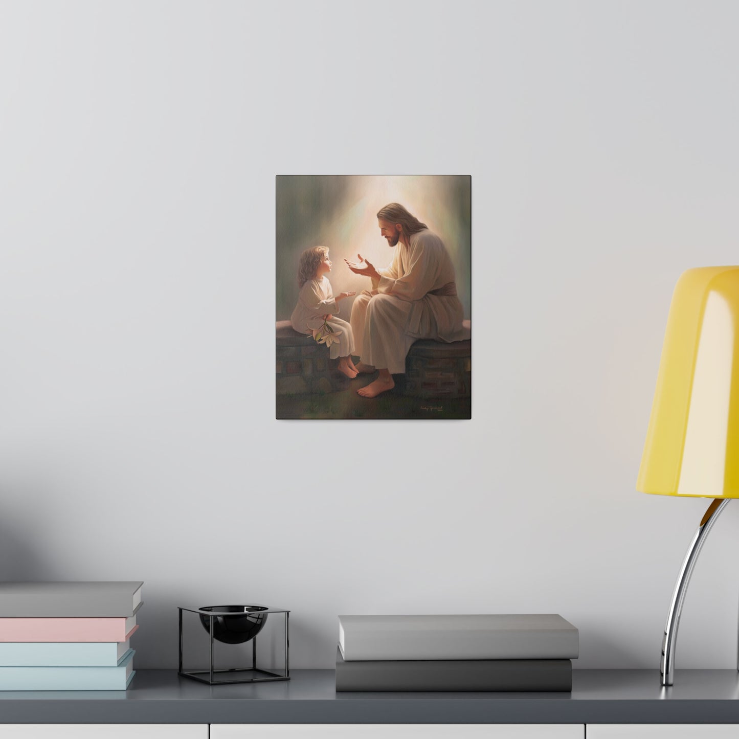 You Are The Light, fine art canvas print, Christian artwork, Jesus with a child, Jesus Christ with a little girl, Consider The Lillies