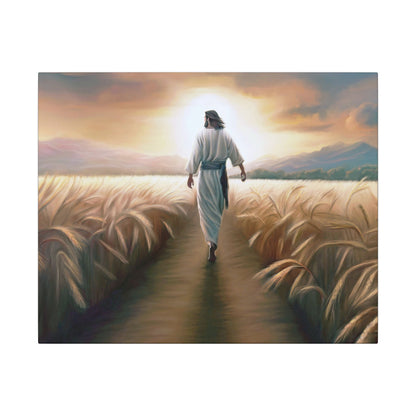 Called To Serve, Fine Art Canvas Print, Missionary Gift, many sizes, Jesus Christ walking through a wheat field, Christian Art