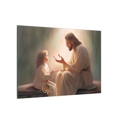 You Are The Light, fine art canvas print, Christian artwork, Jesus with a child, Jesus Christ with a little girl, Consider The Lillies