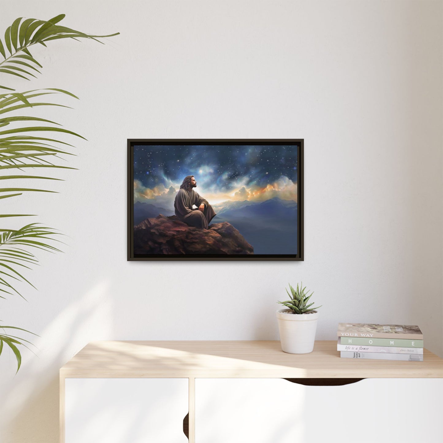 Jesus With The Stars, Framed Fine Art Canvas Print of Handmade Art, many sizes, Christian Art, Christian Gifts