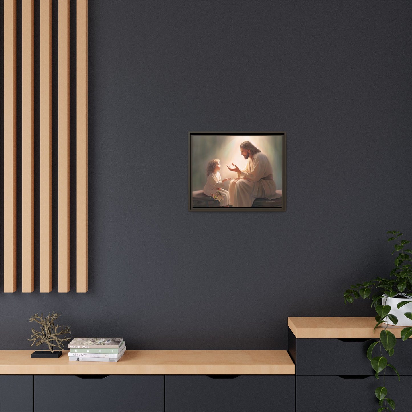 We are His Children, Fine Art Framed Canvas Print, Picture of Jesus, Jesus with a Child, Christian Gift, Christian Art, Jesus Christ Art with Child
