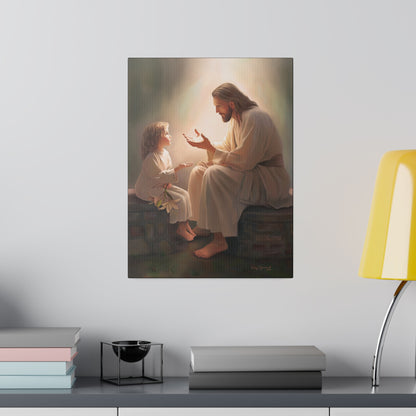 You Are The Light, fine art canvas print, Christian artwork, Jesus with a child, Jesus Christ with a little girl, Consider The Lillies