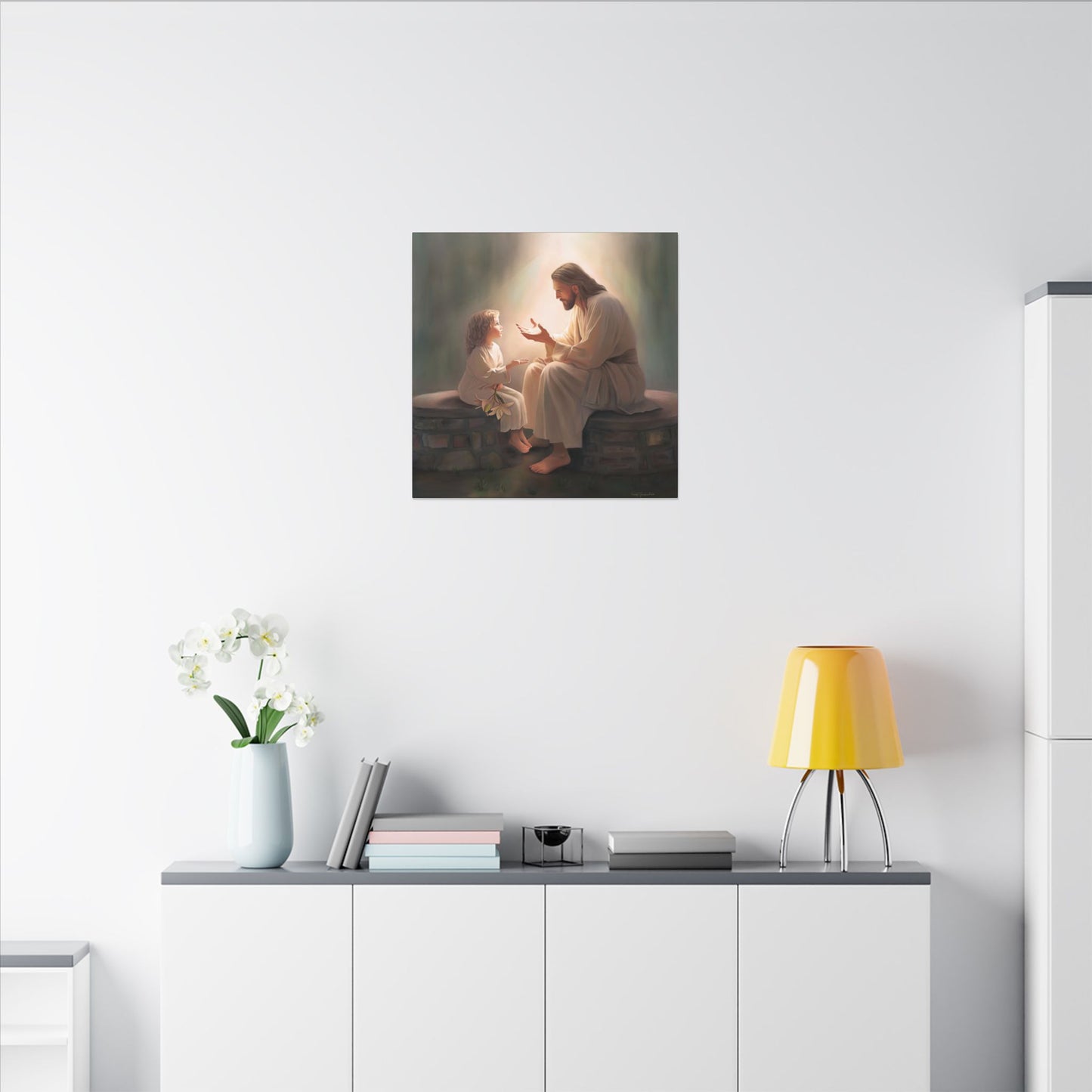 You Are The Light, fine art canvas print, Christian artwork, Jesus with a child, Jesus Christ with a little girl, Consider The Lillies