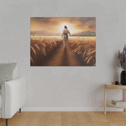 Called To Serve, Fine Art Canvas Print, Missionary Gift, many sizes, Jesus Christ walking through a wheat field, Christian Art