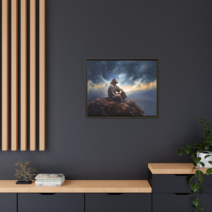 Jesus with The Stars, Canvas Print Art Framed, Jesus Christ Handmade Artwork, Deep Meditative Christian Gift