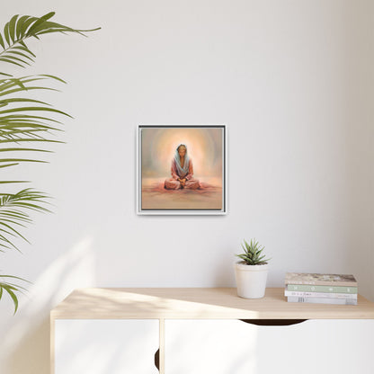 Stillness Framed Canvas Wall Art, Serene Meditation Decor, Spiritual Mindfulness Gift, Tranquil Room Accent, Woman Religious Art