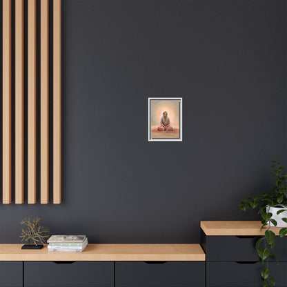 Stillness Framed Canvas Wall Art, Serene Meditation Decor, Spiritual Mindfulness Gift, Tranquil Room Accent, Woman Religious Art