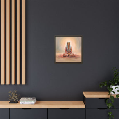 Stillness Framed Canvas Wall Art, Serene Meditation Decor, Spiritual Mindfulness Gift, Tranquil Room Accent, Woman Religious Art