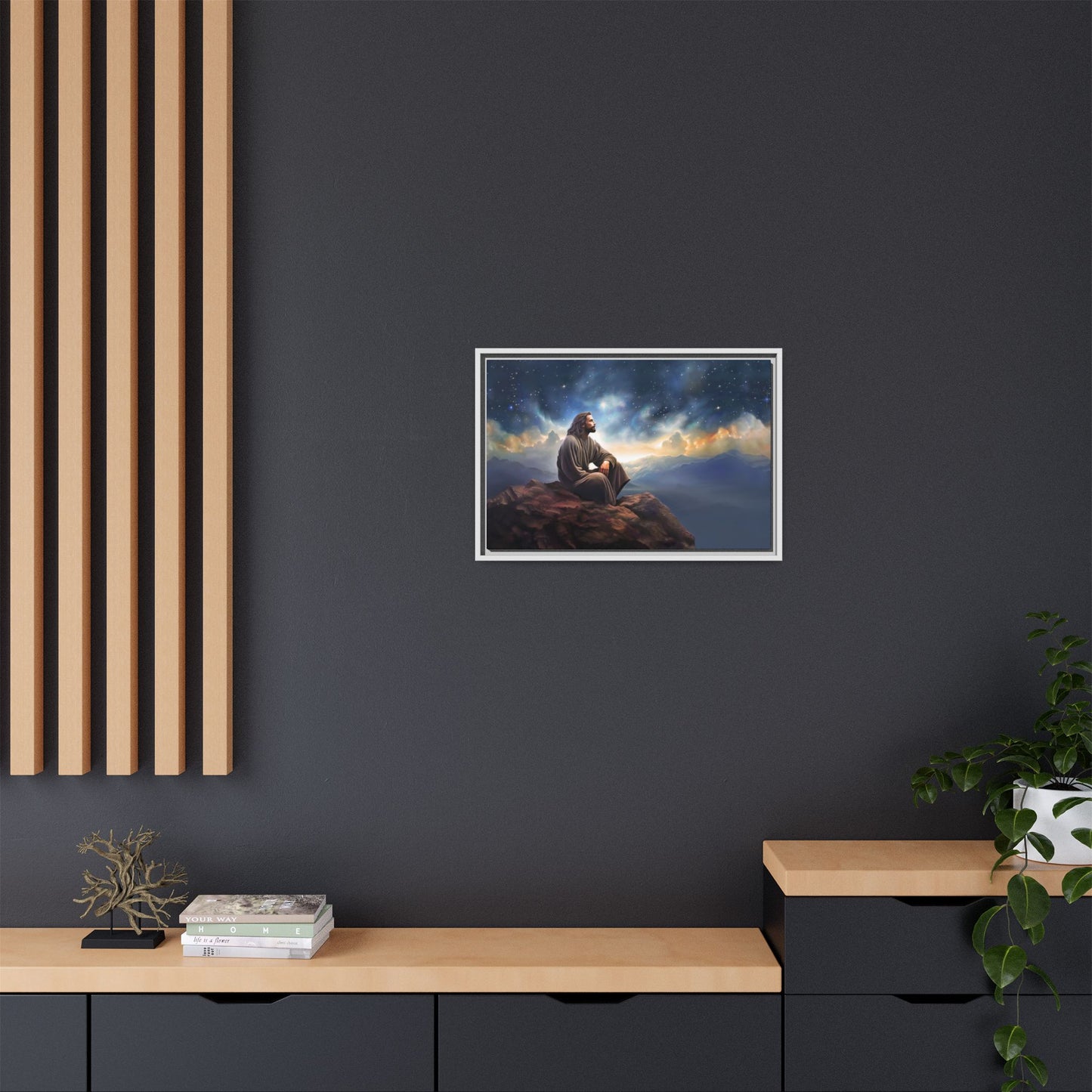 Jesus With The Stars, Framed Fine Art Canvas Print of Handmade Art, many sizes, Christian Art, Christian Gifts