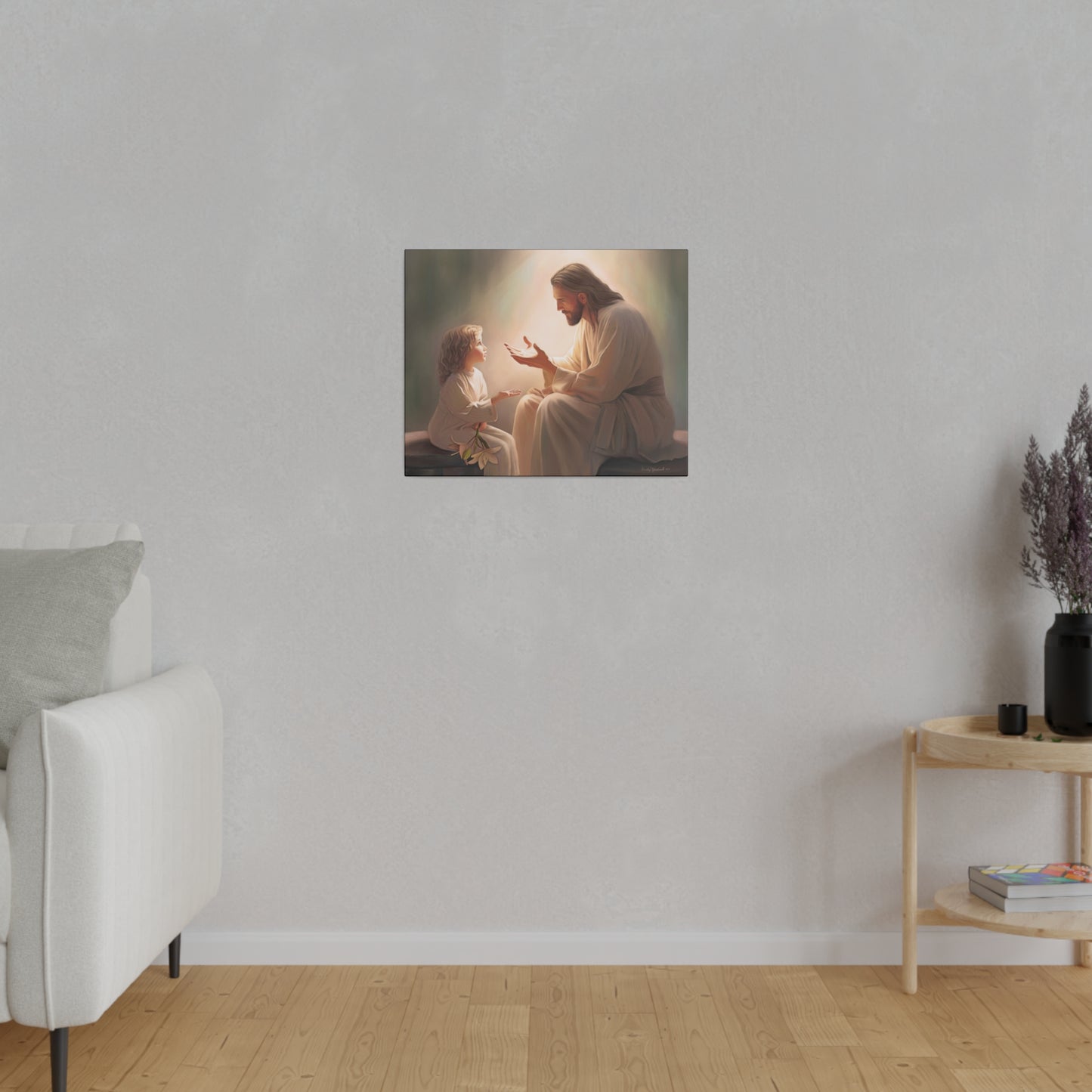 You Are The Light, fine art canvas print, Christian artwork, Jesus with a child, Jesus Christ with a little girl, Consider The Lillies