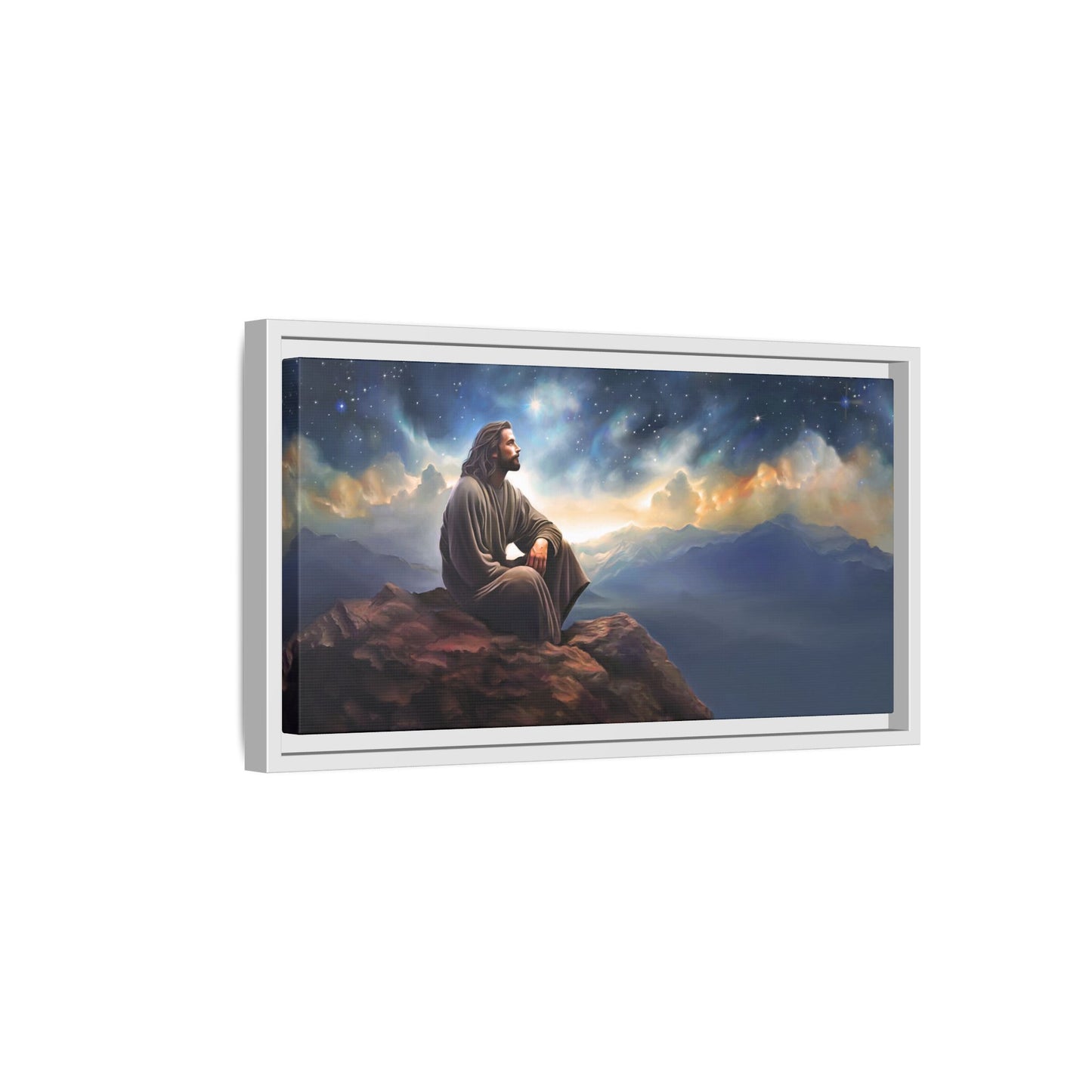 Jesus With The Stars, Framed Fine Art Canvas Print of Handmade Art, many sizes, Christian Art, Christian Gifts