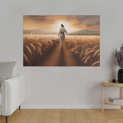 Called To Serve, Fine Art Canvas Print, Missionary Gift, many sizes, Jesus Christ walking through a wheat field, Christian Art