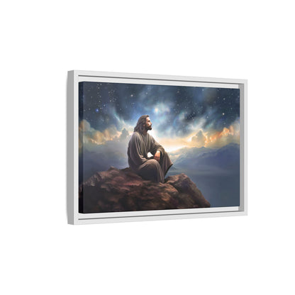Jesus with The Stars, Canvas Print Art Framed, Jesus Christ Handmade Artwork, Deep Meditative Christian Gift