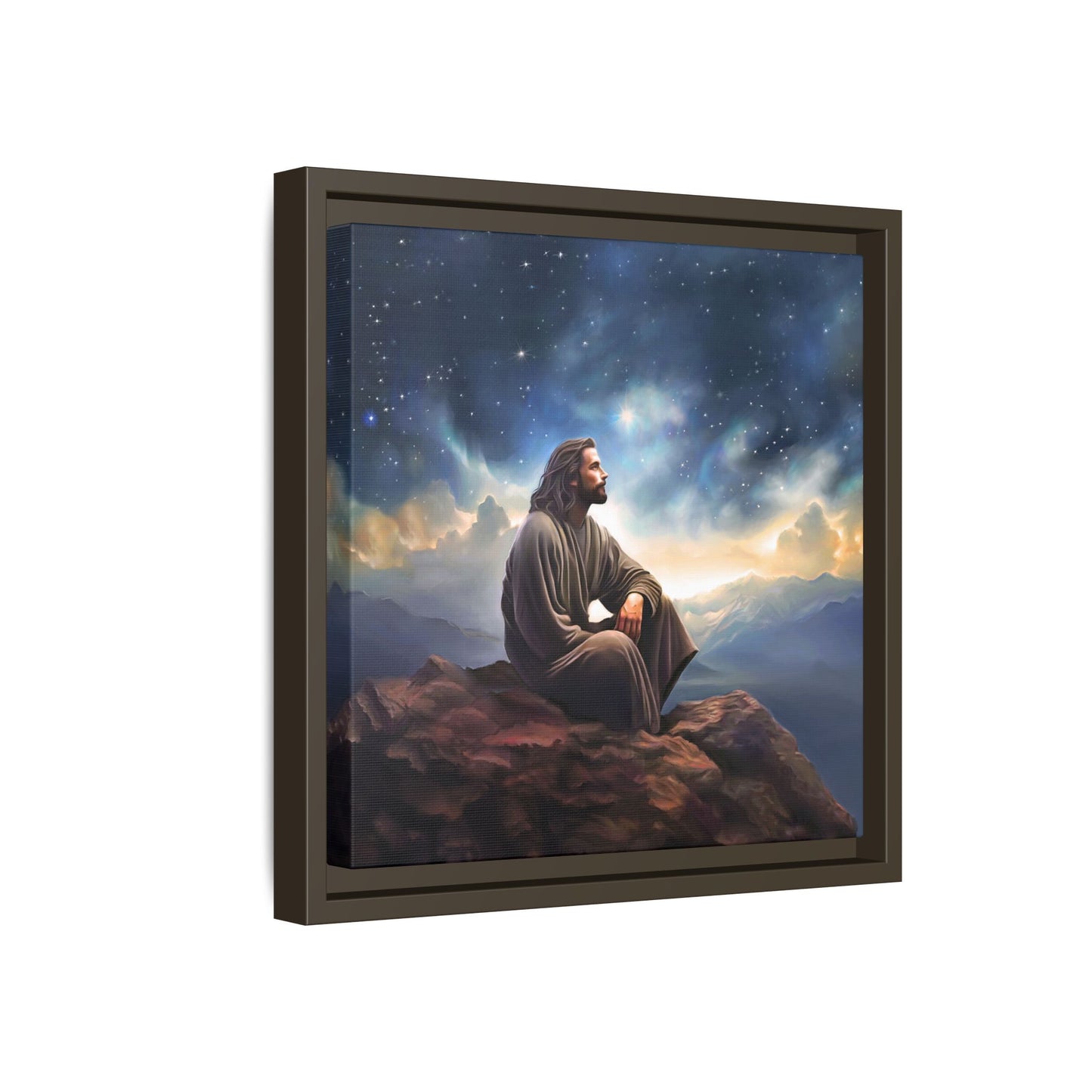 Jesus With The Stars, Framed Fine Art Canvas Print of Handmade Art, many sizes, Christian Art, Christian Gifts