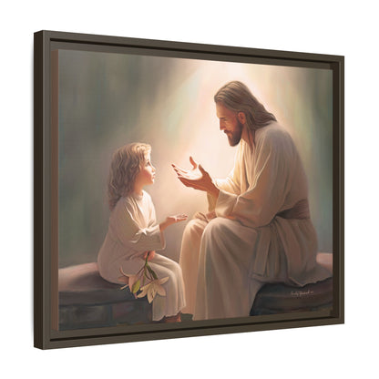 We are His Children, Fine Art Framed Canvas Print, Picture of Jesus, Jesus with a Child, Christian Gift, Christian Art, Jesus Christ Art with Child