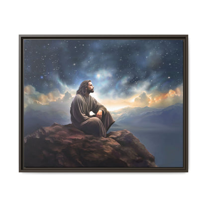 Jesus with The Stars, Canvas Print Art Framed, Jesus Christ Handmade Artwork, Deep Meditative Christian Gift