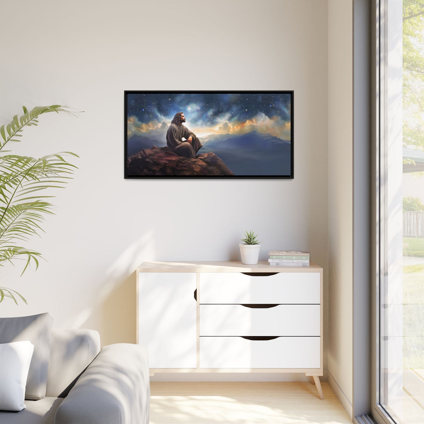 Jesus With The Stars, Framed Fine Art Canvas Print of Handmade Art, many sizes, Christian Art, Christian Gifts