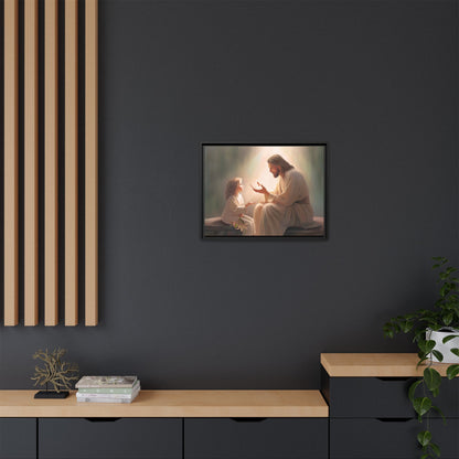 We are His Children, Fine Art Framed Canvas Print, Picture of Jesus, Jesus with a Child, Christian Gift, Christian Art, Jesus Christ Art with Child