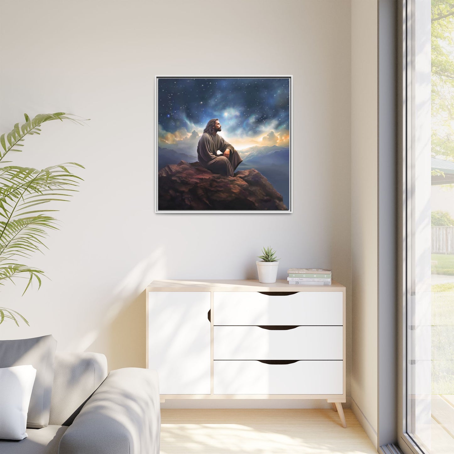 Jesus With The Stars, Framed Fine Art Canvas Print of Handmade Art, many sizes, Christian Art, Christian Gifts