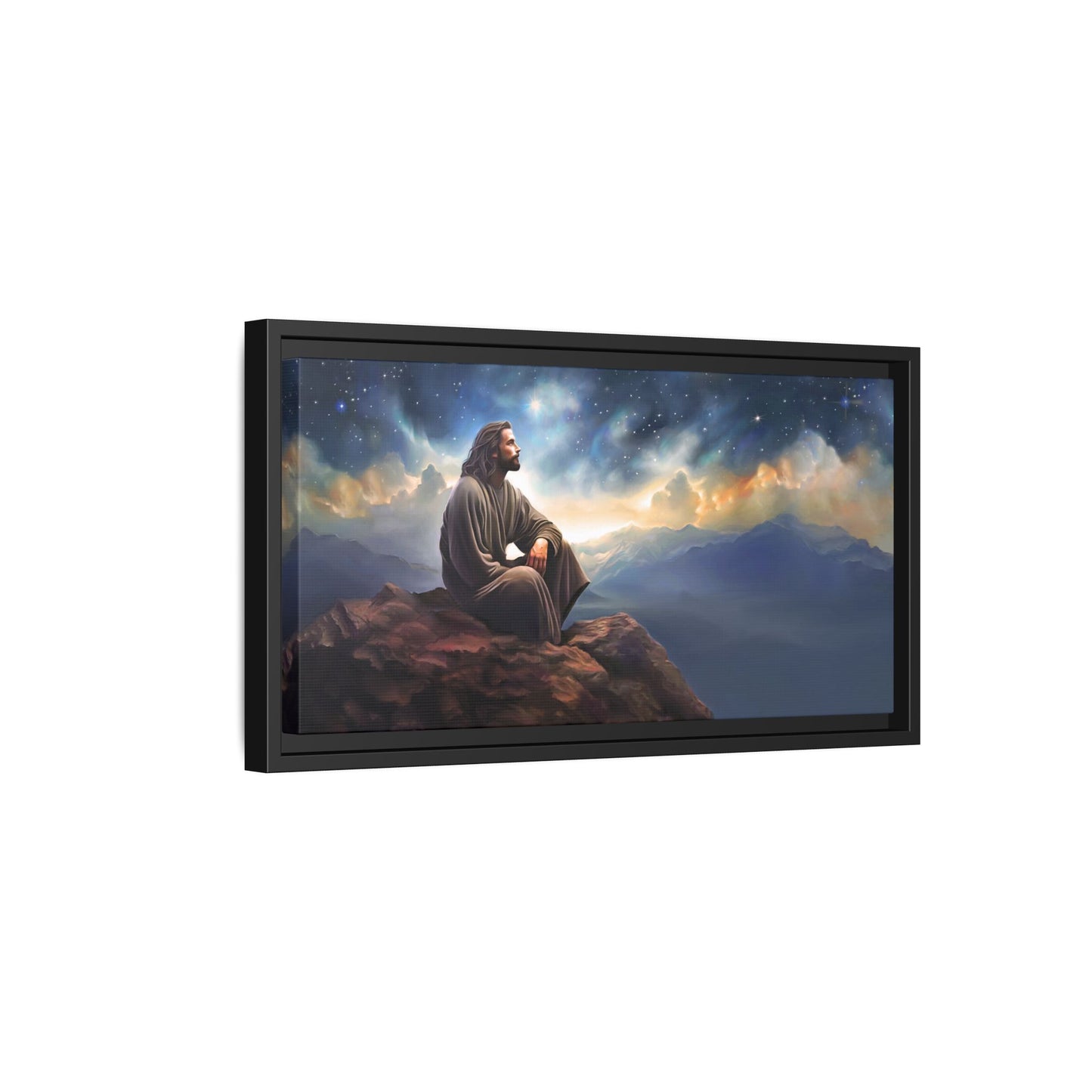 Jesus With The Stars, Framed Fine Art Canvas Print of Handmade Art, many sizes, Christian Art, Christian Gifts
