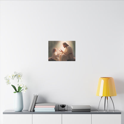 You Are The Light, fine art canvas print, Christian artwork, Jesus with a child, Jesus Christ with a little girl, Consider The Lillies