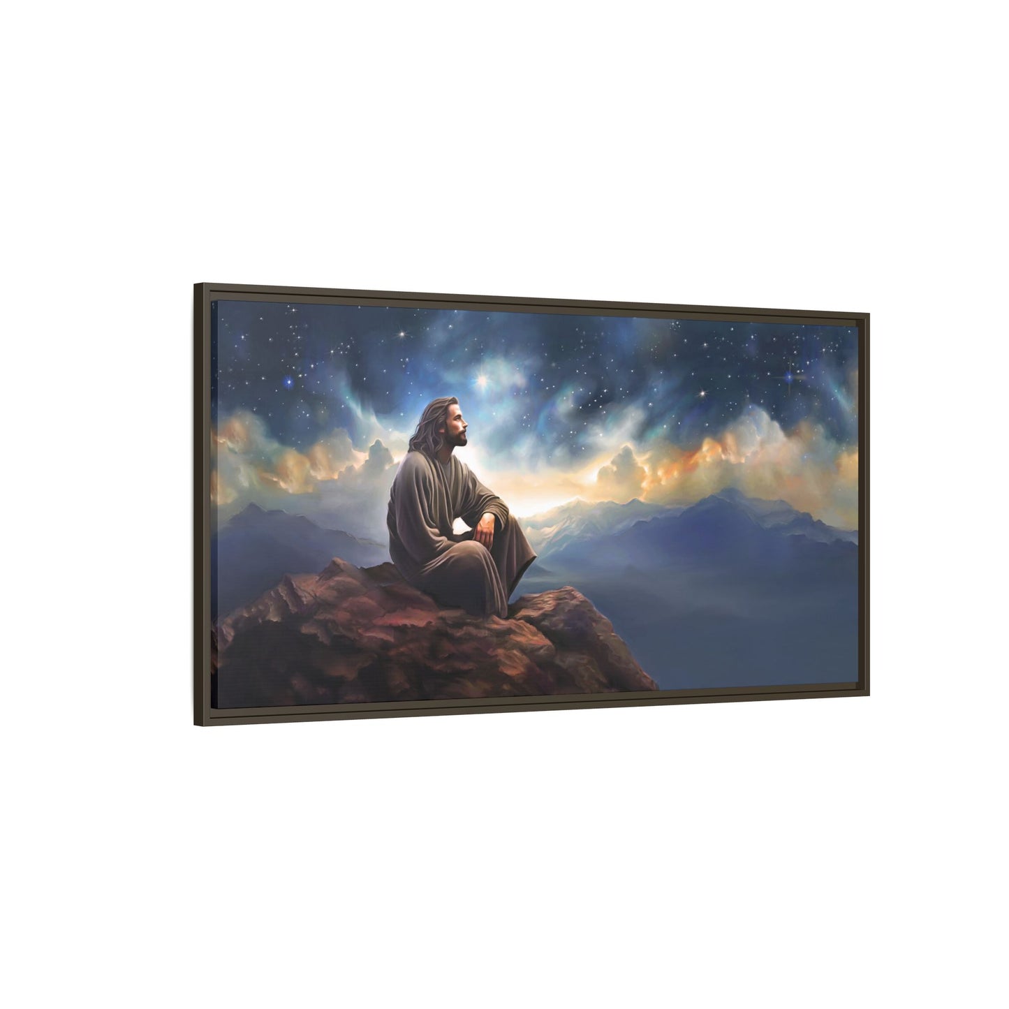 Jesus With The Stars, Framed Fine Art Canvas Print of Handmade Art, many sizes, Christian Art, Christian Gifts